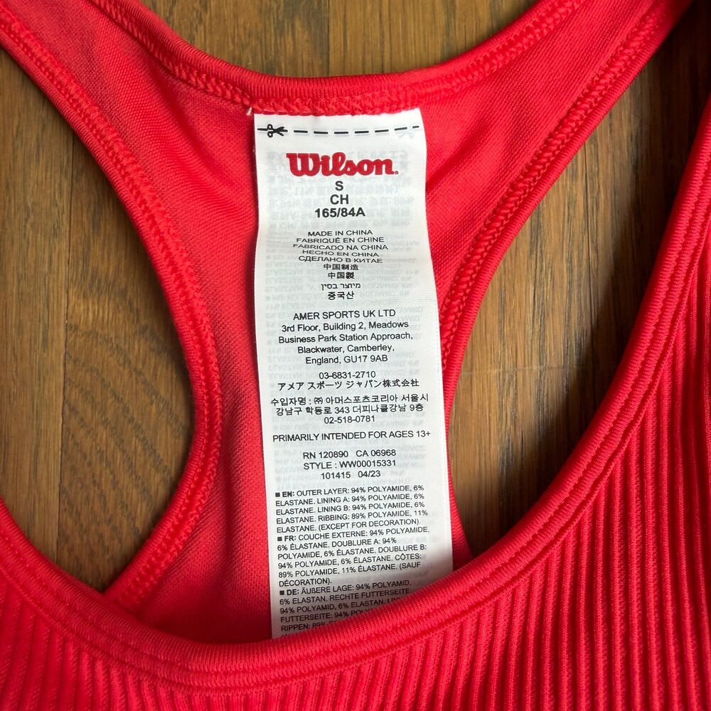 WILSON Everyday Brami Tennis Tank Top Sports Bra Infrared Red Small - Picture 6 of 11